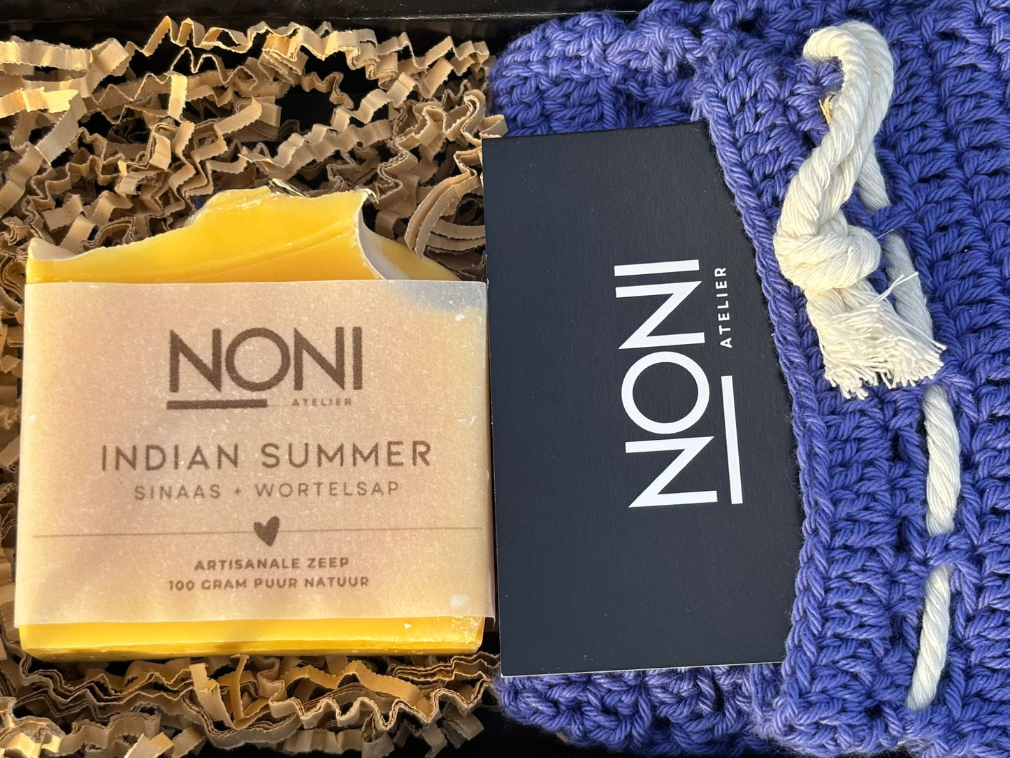 Geschenkset - zeep met zeepzakje - Indian Summer - ultra violet