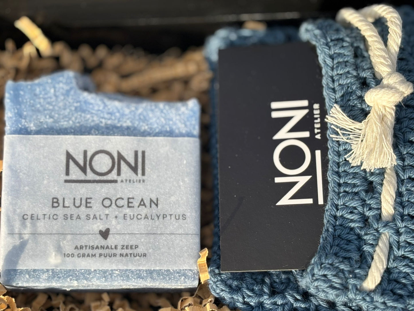 Geschenkset - zeep met zeepzakje - Blue Ocean - petrol